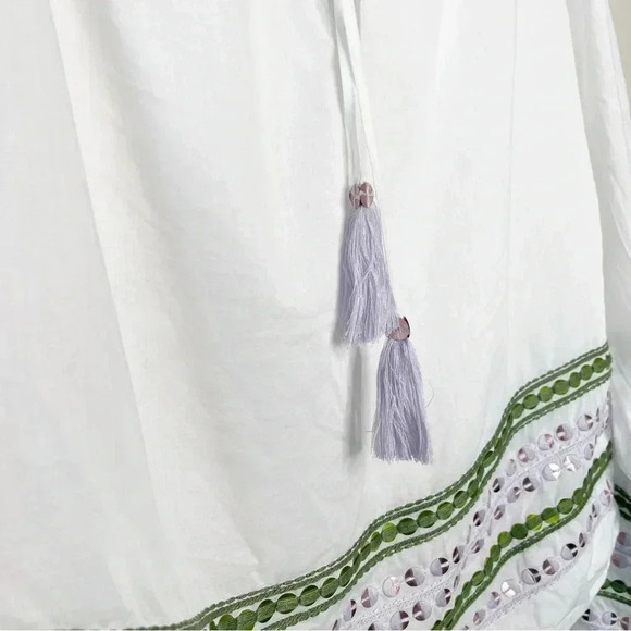 Tory Burch Madeline Sequin Peasant Blouse 100% Cotton Size 6 - Picture 10 of 13